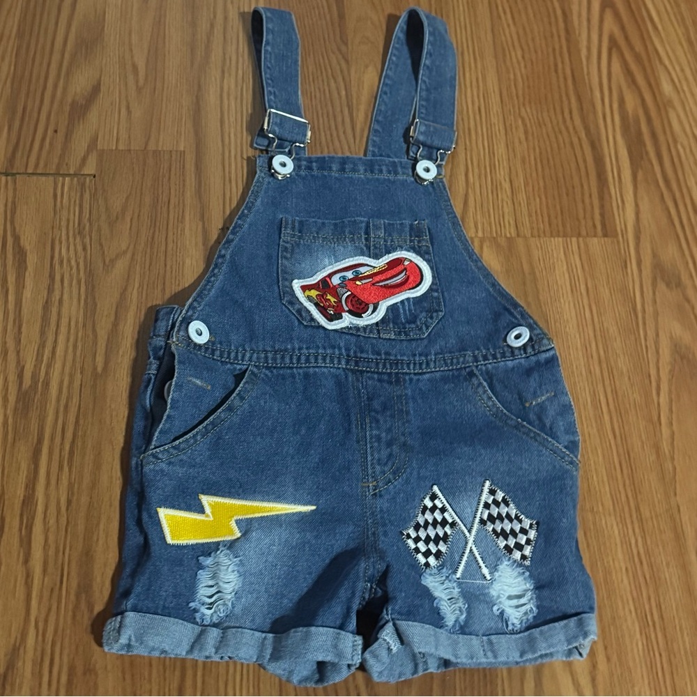 Kidscool Space Disney Cars Retro Denim‎ Overalls Patches Y2k Vintage